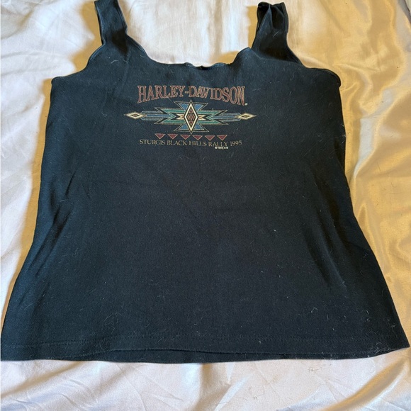 Harley-Davidson Black Graphic Crop Tank Top - Picture 1 of 3